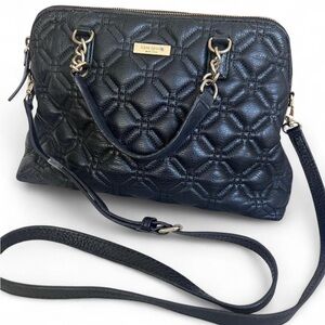 Kate Spade Black Leather Quilted Black Handbag Medium Size